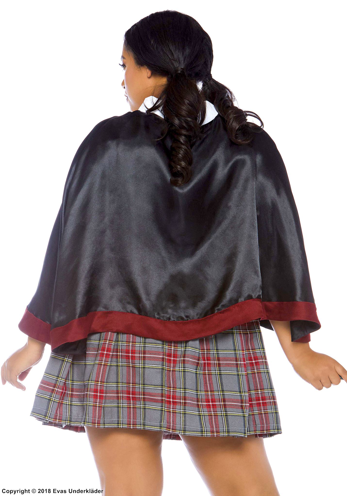 Hermione Granger från Harry Potter, maskeradklänning med cape och slips, scott-mönster, plus size